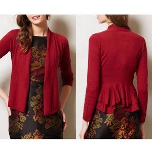 Anthropologie Angel of the North Ruffle Back Cardigan